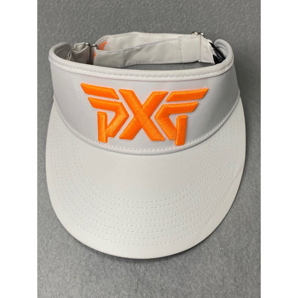 PXG New Era Golf Visor Adjustable White Orange Embroidered Logo Hat G2705282022